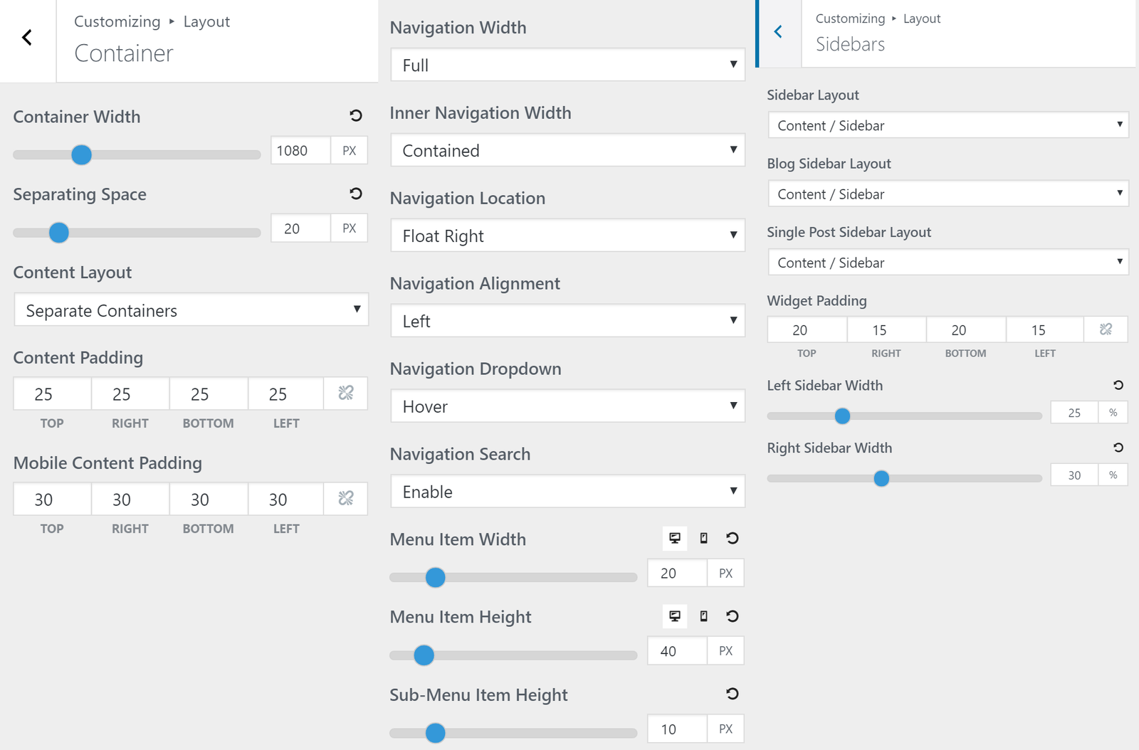 GeneratePress Review : The Perfect Lightweight Theme 17 customizer layout options