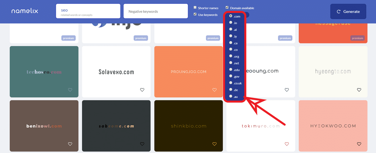 How To Choose The Best Domain Name For Your Blog 11 Namelix Choose Extensions