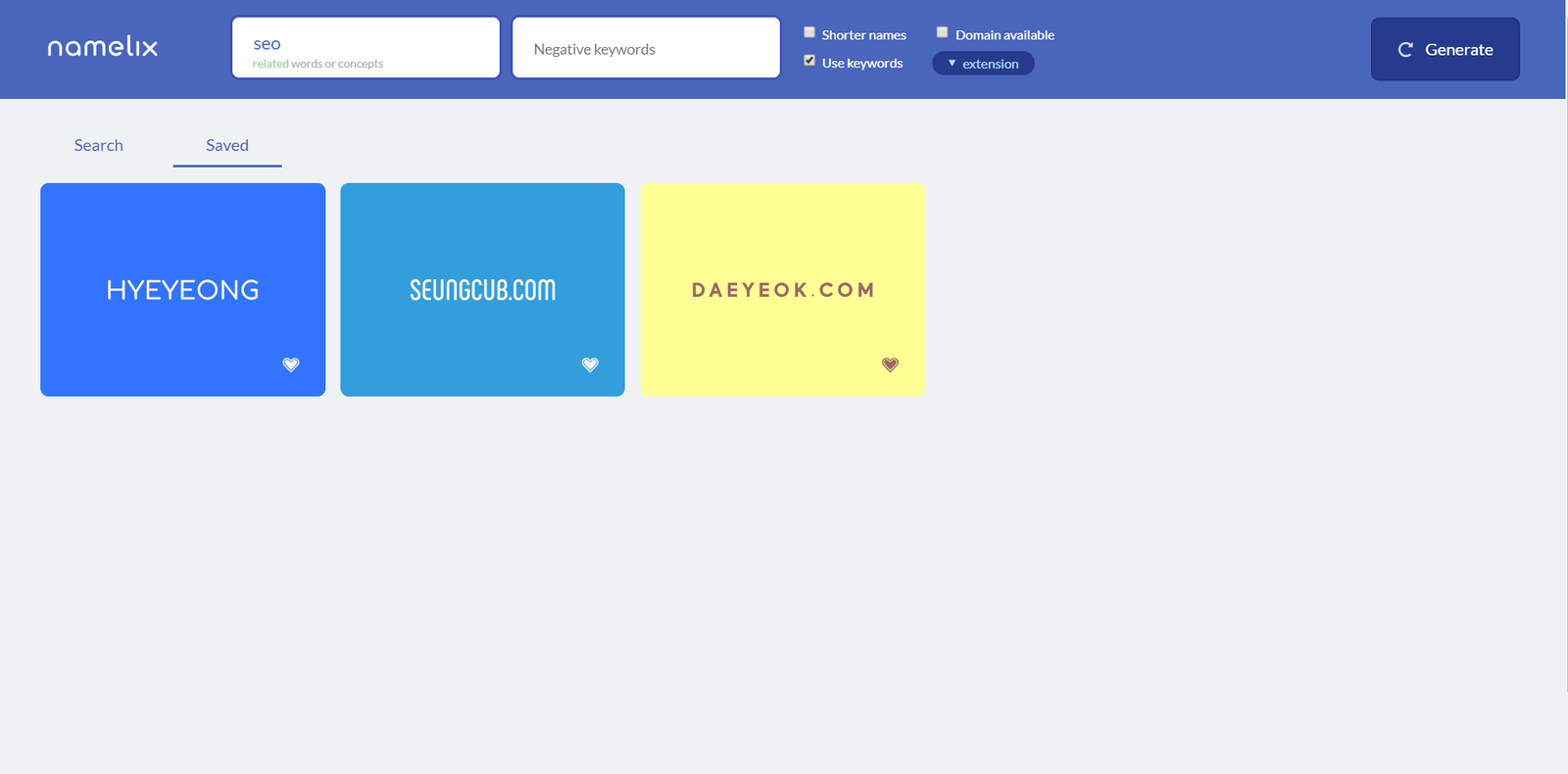How To Choose The Best Domain Name For Your Blog 13 Namelix Saved Section